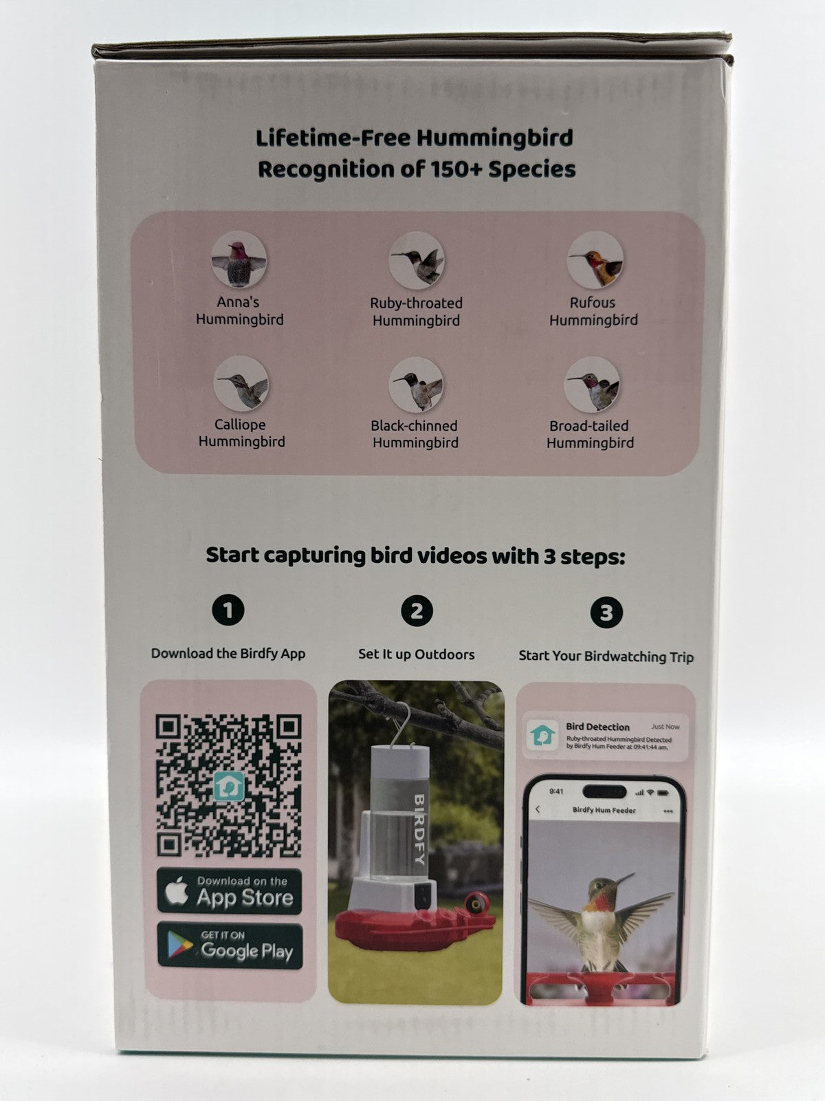 Birdfy Hummingbird 10×7×4 in Feeder Camera Wildlife AI technology Red Smart Auto