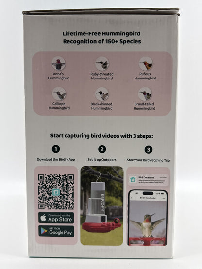 Birdfy Hummingbird 10×7×4 in Feeder Camera Wildlife AI technology Red Smart Auto