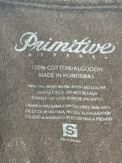 Primitive Skate T Shirt Brown Logo Graphic Mens Small Streetwear Cotton Tee