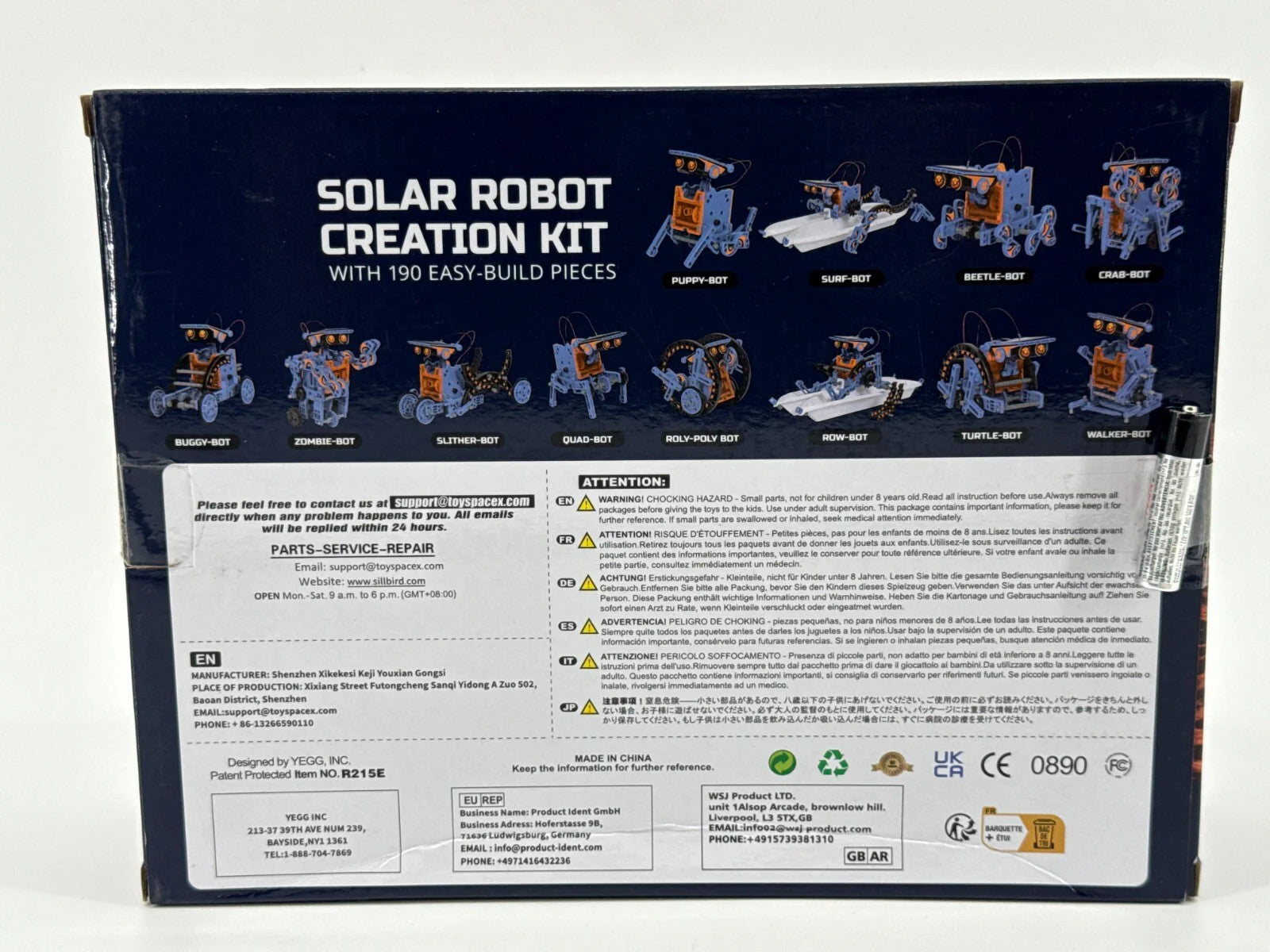 Sillbird Solar Robot Kit 12-in-1 STEM Building Toy 190 Pieces Ages 8+ Sealed New