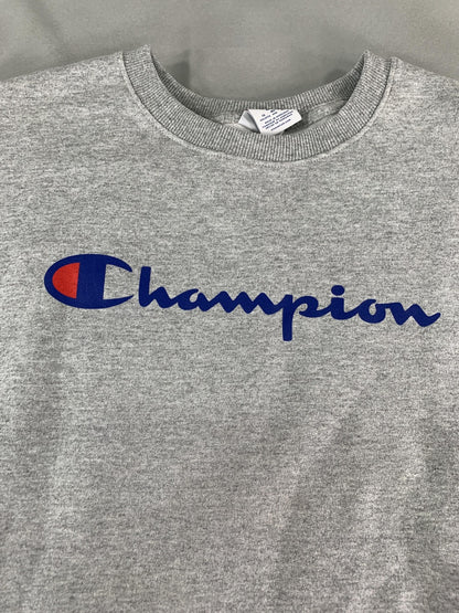Champion Sweatshirt Mens 2XL Gray Oxford Script Logo Crewneck Fleece code Red