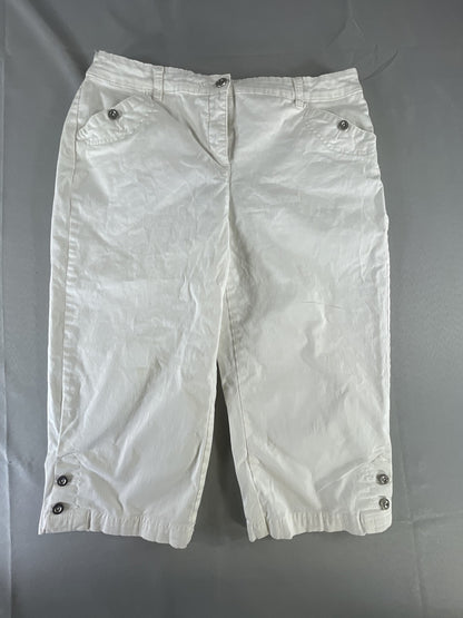 Karen Scott Pants Womens 12 Petite Stretch Capri Cropped Button Casual Summer