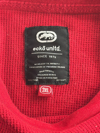 Ecko Unltd Thermal Waffle Knit Shirt Mens 3XL Red Long Sleeve Y2K Streetwear
