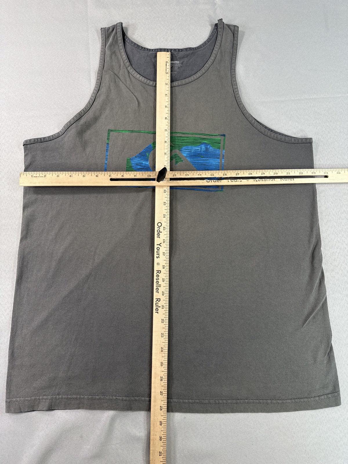 Quiksilver Surf Graphic Tank Top Mens XL Gray 100% Cotton Scoop Neck Sleeveless