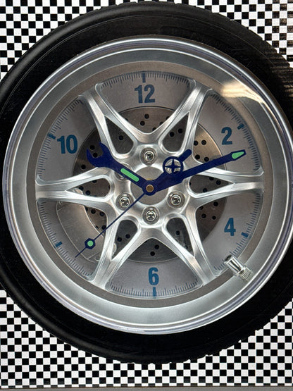 14" Tire Rim Wall Clock Racing Wheel Garage Man Cave Decor Quartz Analog 95587