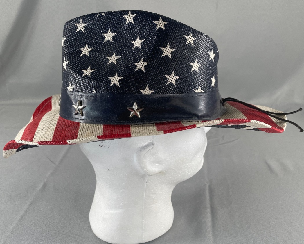 Vintage Mens American Flag Cowboy Hat Patriotic Western Rodeo One Size Adult