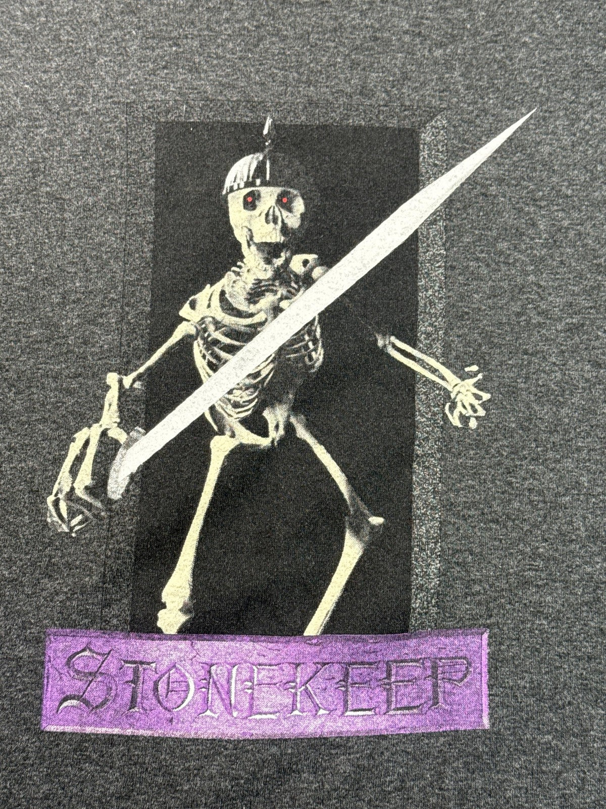 Interplay Stonekeep Vintage Long Sleeve Tee M Mens Grey Graphic Skeleton Knit