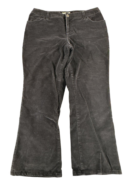St Johns Bay Pants Womens 10 Petite Black Corduroy Stretch Flare Pockets Casual