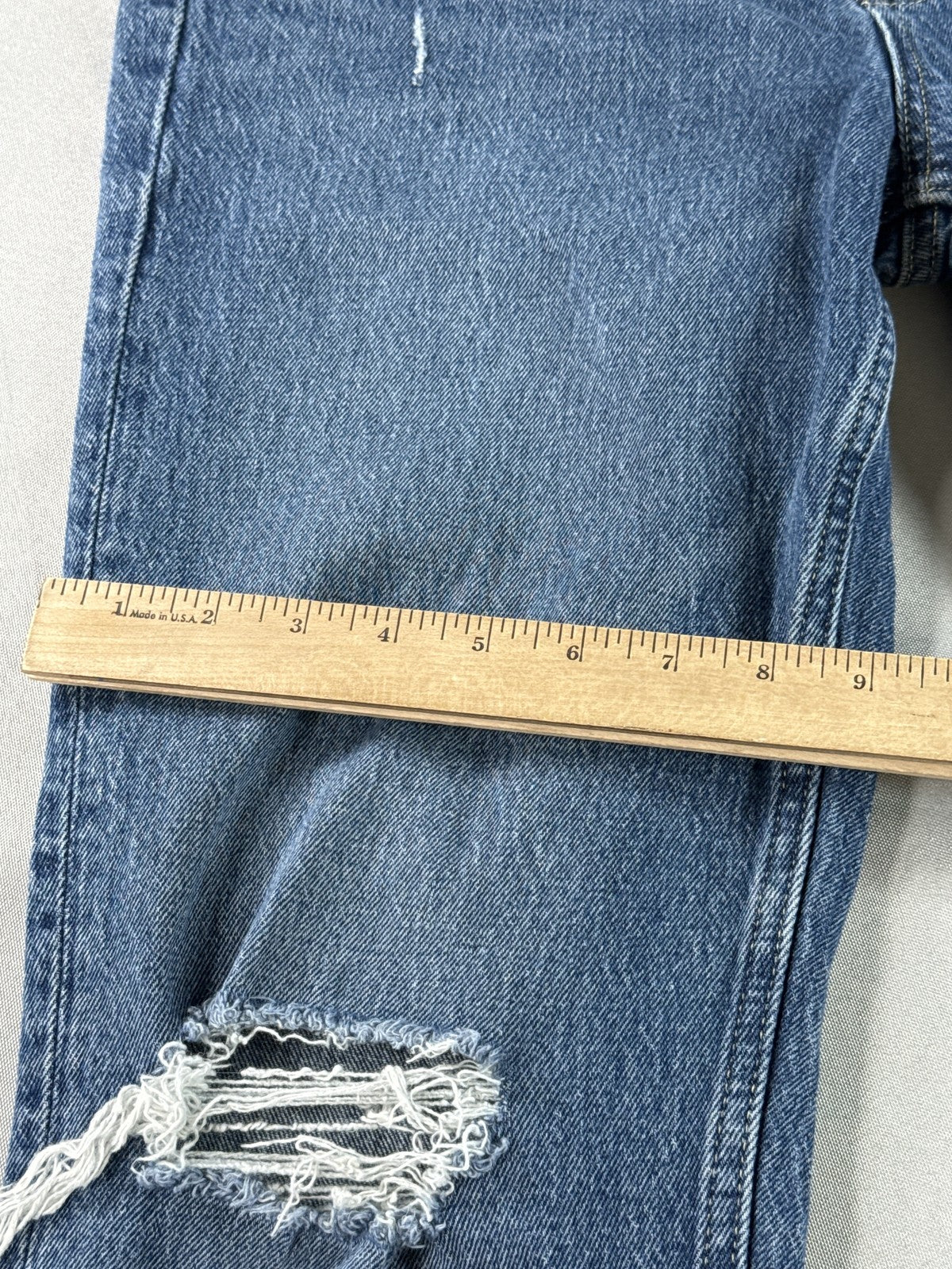 Free Assembly Distressed High Rise Straight Jeans Womens 8 Blue Denim Wash Super