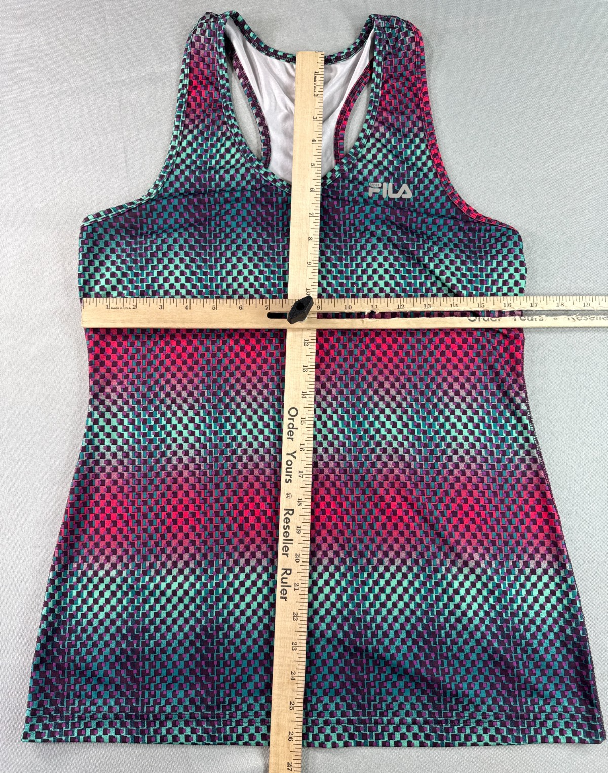 FILA Sport Womens L Racerback Tank Top Multicolor Geometric Athletic V-Neck