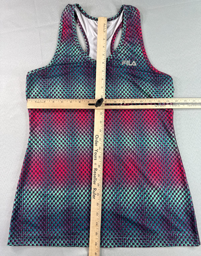 FILA Sport Womens L Racerback Tank Top Multicolor Geometric Athletic V-Neck