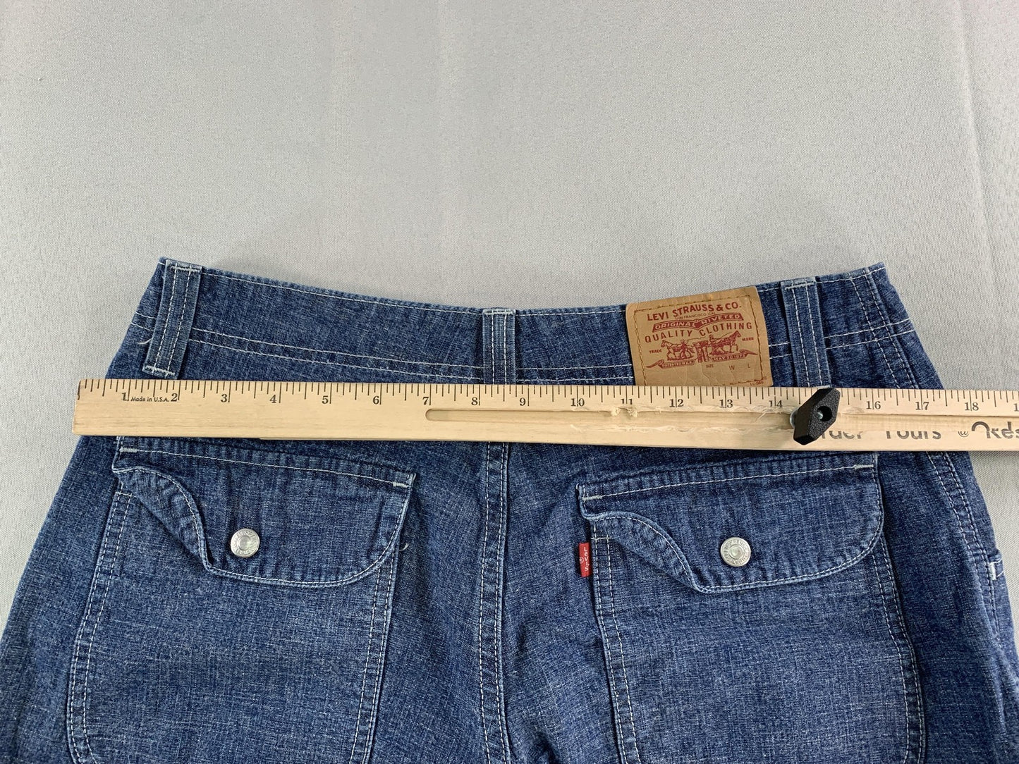 Levis Shorts Womens 12 Denim High Rise Utility Carpenter Pockets Casual Summer