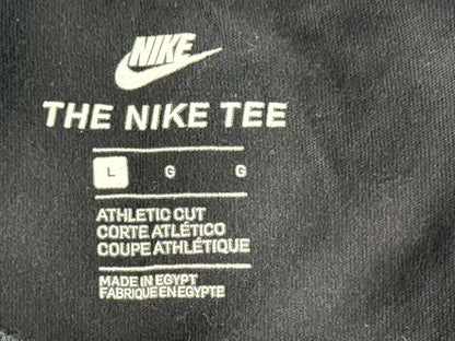Nike Long Sleeve Shirt L Black All Over Print Cotton Crewneck Athletic Unisex