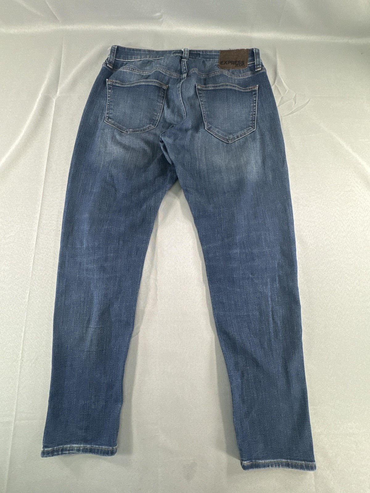 Express Jeans Mens 29x30 Blue Skinny Hyper Stretch Denim Medium Wash Pants Red
