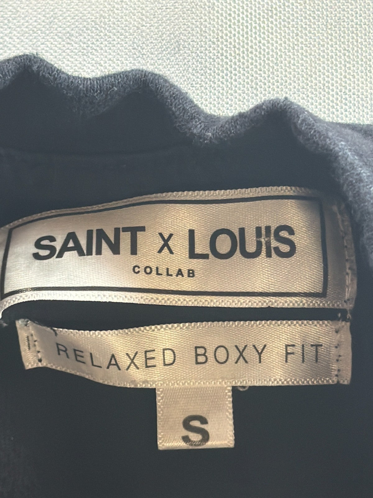 Saint x Louis Collab Mens Small Black Relaxed Boxy Fit Streetwear Oversized Tee