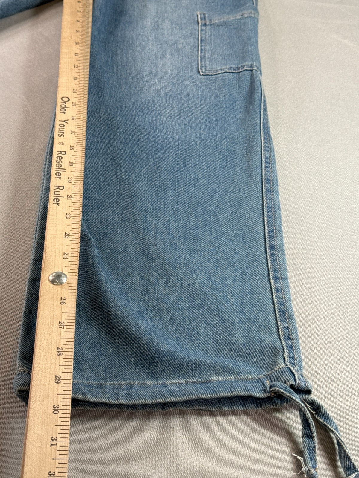No Boundaries Cargo Jeans Womens S 4-6 Light Wash Wide Leg Drawstring Denim