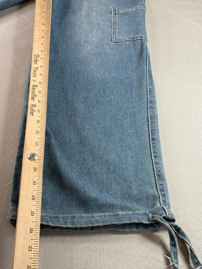 No Boundaries Cargo Jeans Womens S 4-6 Light Wash Wide Leg Drawstring Denim