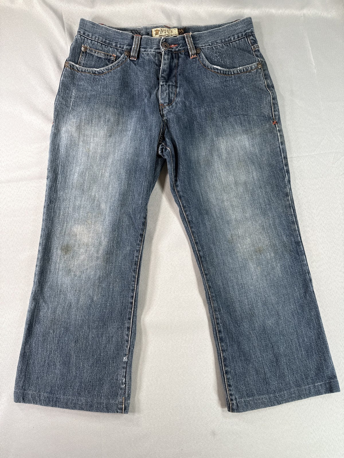 MICROS M2BX 385 Jeans 34x30 Blue 100% Cotton Straight Leg Classic Zip Fly