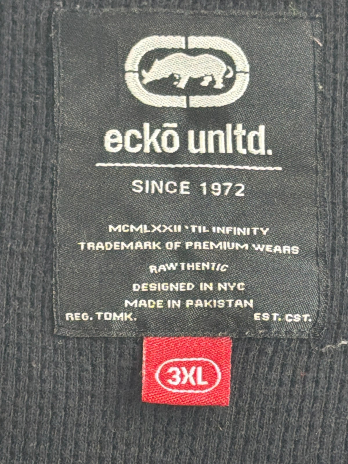 Ecko Unltd Thermal Long Sleeve Shirt Mens 3XL Gray Black Colorblock Waffle Knit