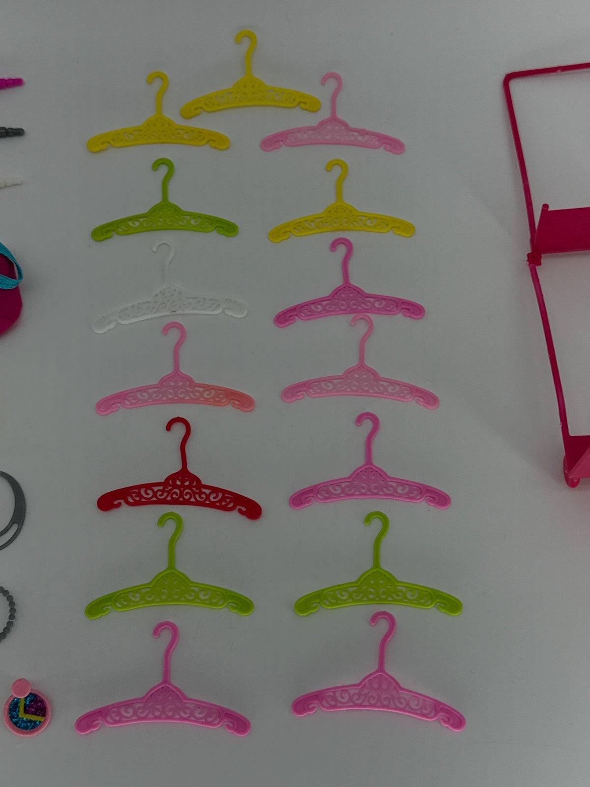 Barbie Doll Accessories Lot 60pc Hangers Purses Jewelry Cat Boombox Mirror 80s+