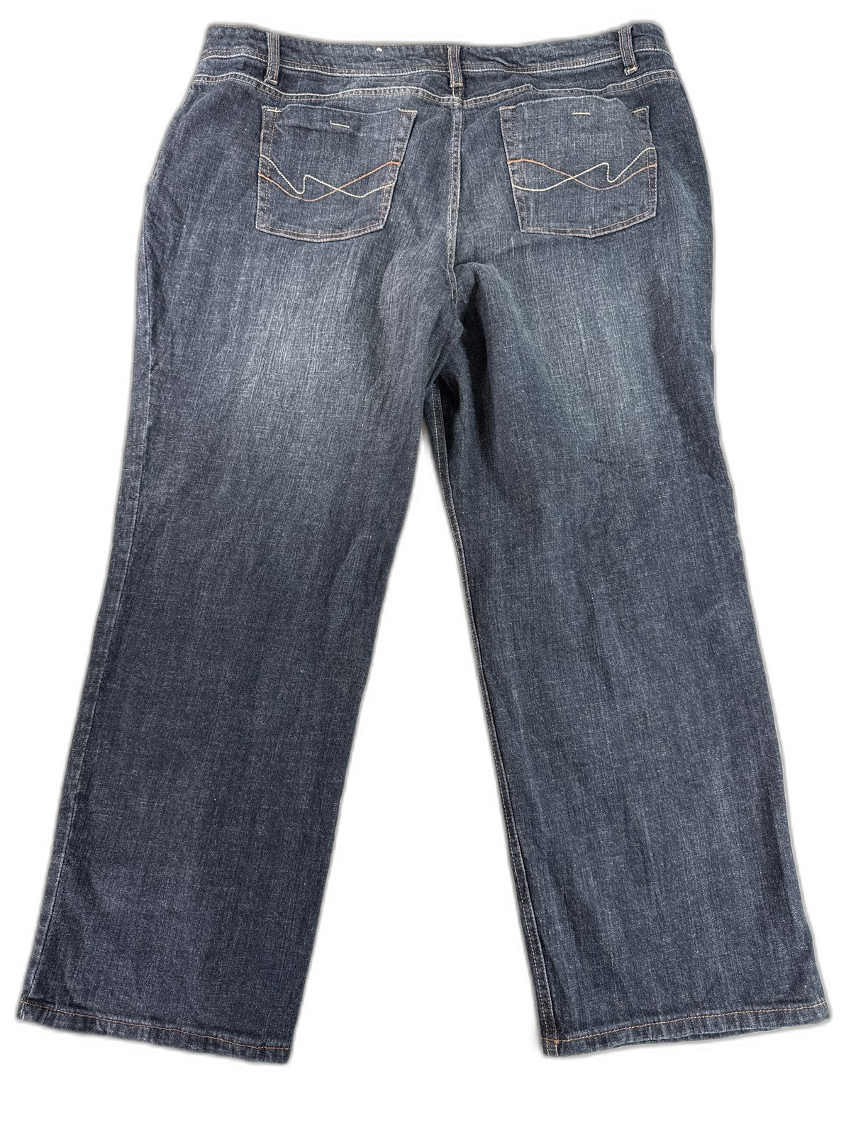 EASED Dark Straight Leg Jeans 26 Blue Cotton Spandex Designer Luxury Mexico