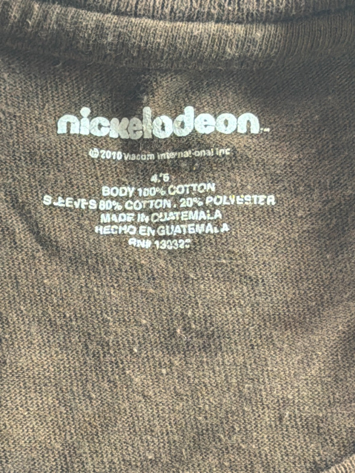 SpongeBob Boys 4/5 Brown Long Sleeve Layered Thermal Shirt Nickelodeon 2010