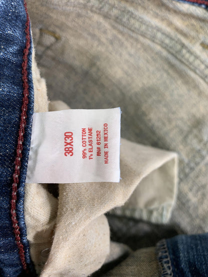 Arizona Jeans Mens 38x30 Blue Denim Original Bootcut Flex Distressed Pants 99