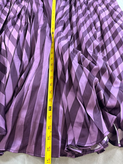 Anthropologie Hutch Purple Pleated Maxi Dress Striped Sleeveless Women’s 2X
