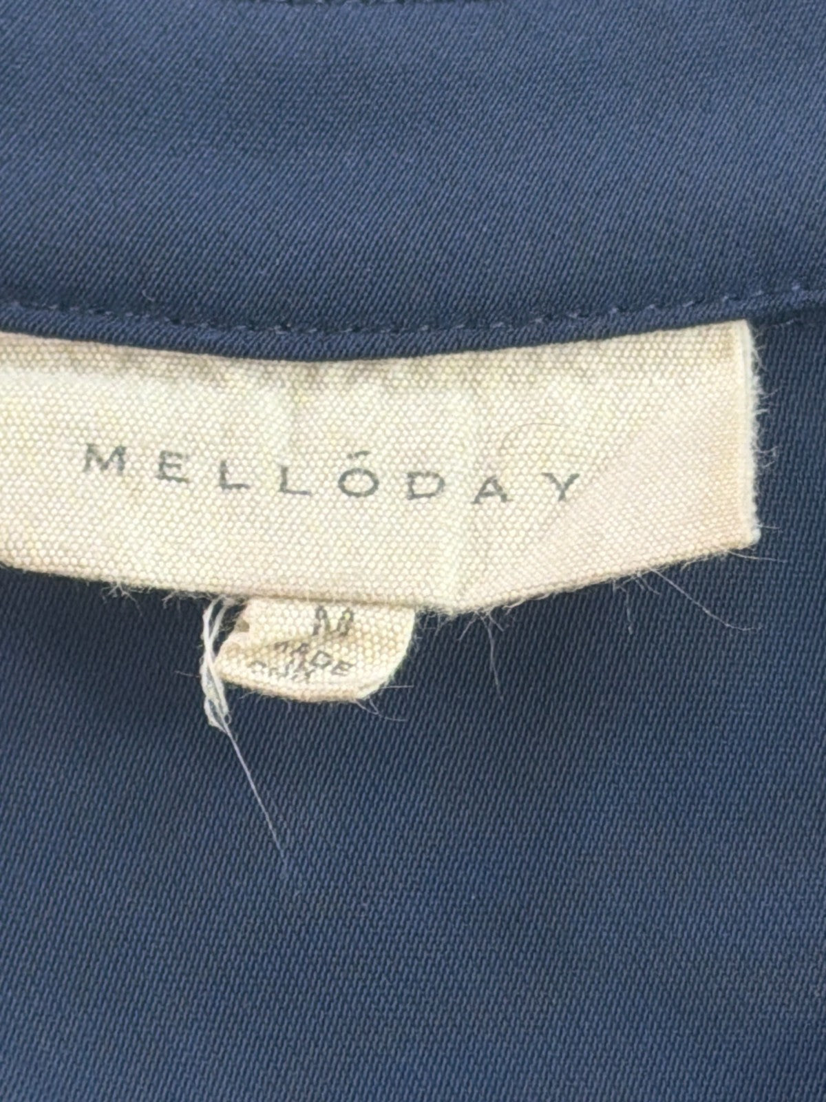 Melloday Split Neck Cap Sleeve Blouse Navy Blue Solid Pullover Top Medium NWT