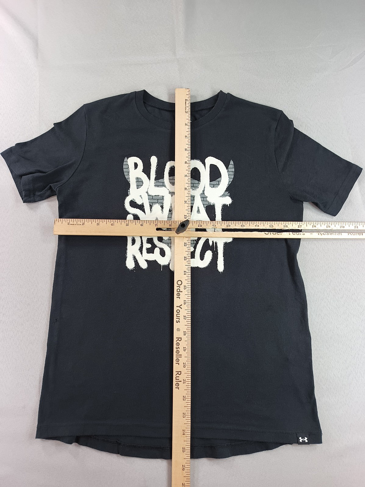 Under Armour Project Rock Blood Sweat Respect Graphic Tee YLG Youth Black Cotton