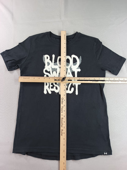 Under Armour Project Rock Blood Sweat Respect Graphic Tee YLG Youth Black Cotton
