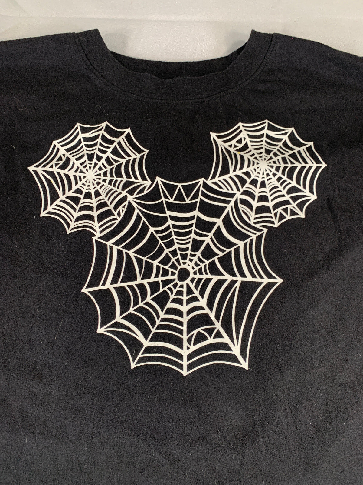 Disney Mickey Mouse Halloween Shirt L Black Spider Web Graphic Long Sleeve Tee