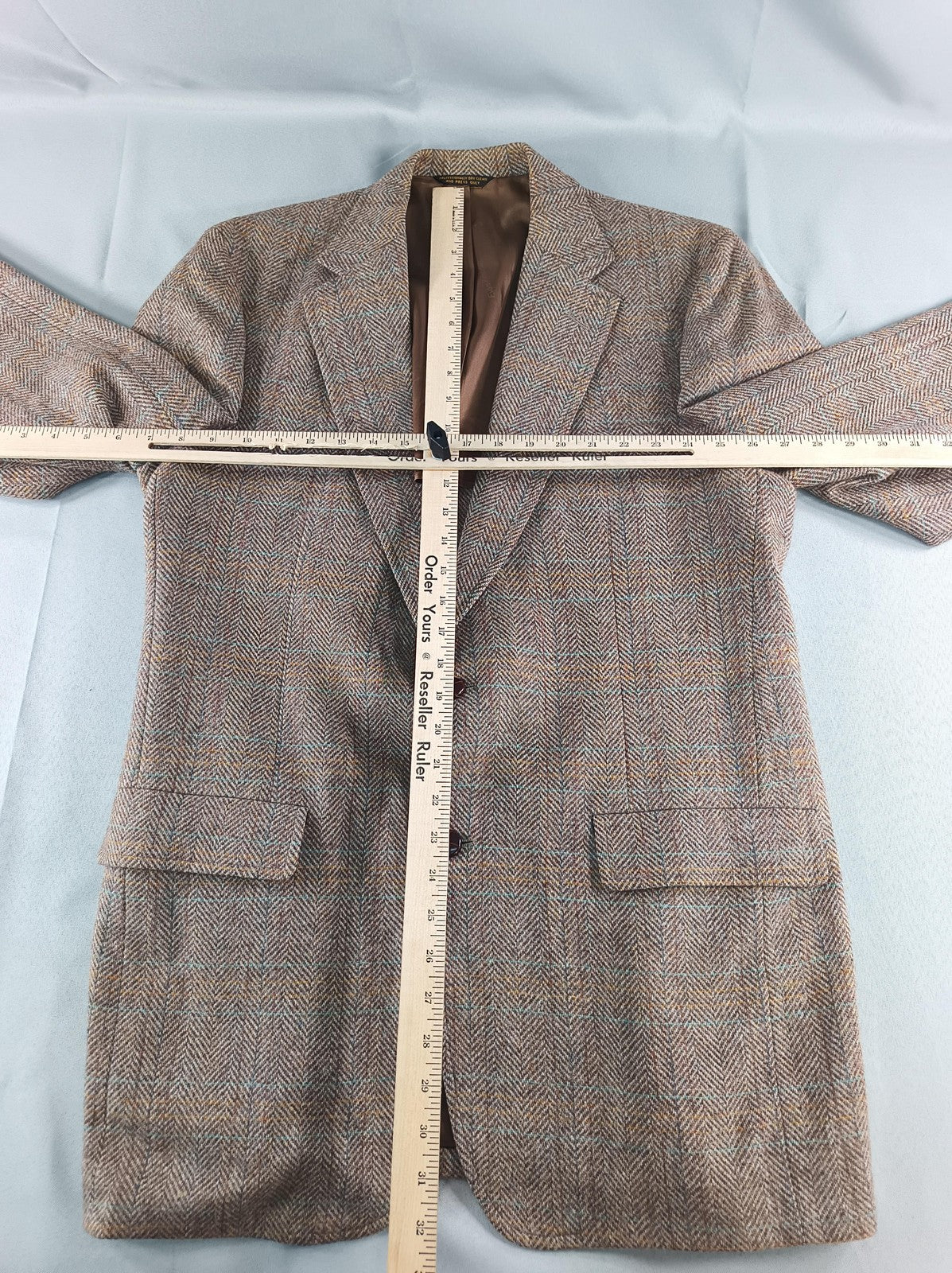 Vintage Evan-Picone Blazer Mens Large Brown Herringbone Wool Tweed Sport Coat