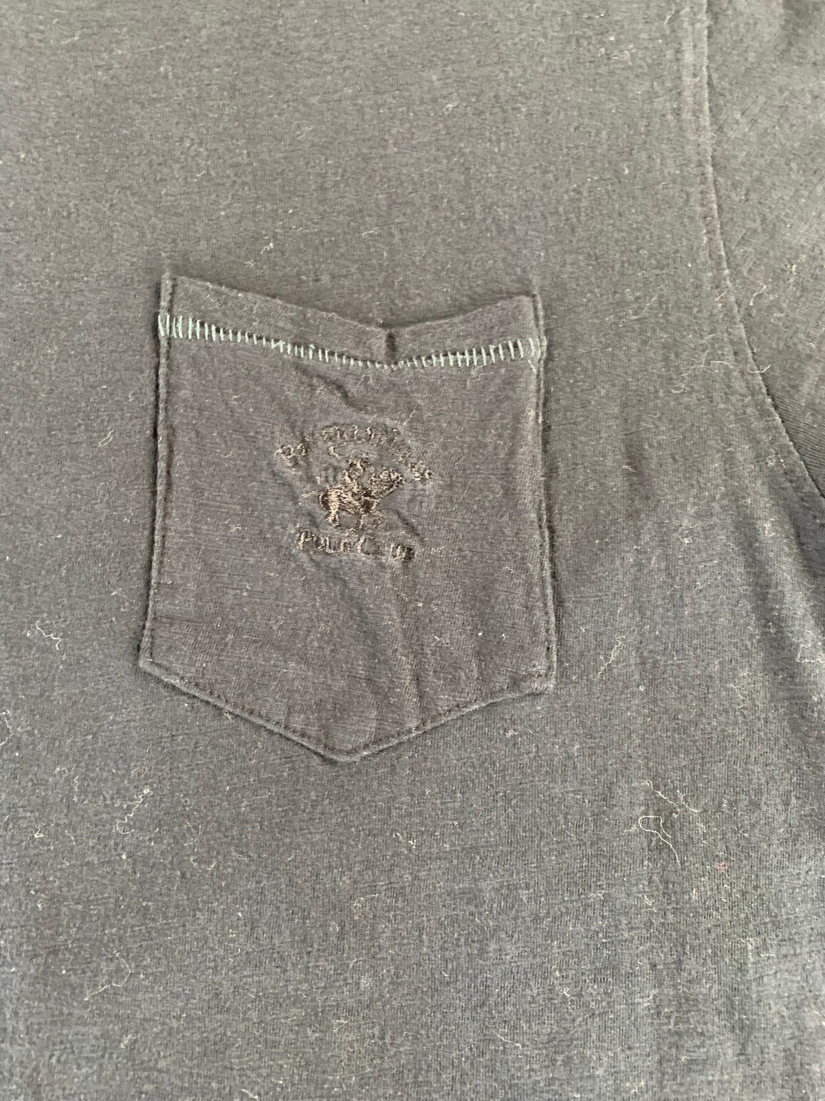 Beverly Hills Polo Club Men’s T-Shirt L Black Chest Pocket Logo 100% Cotton