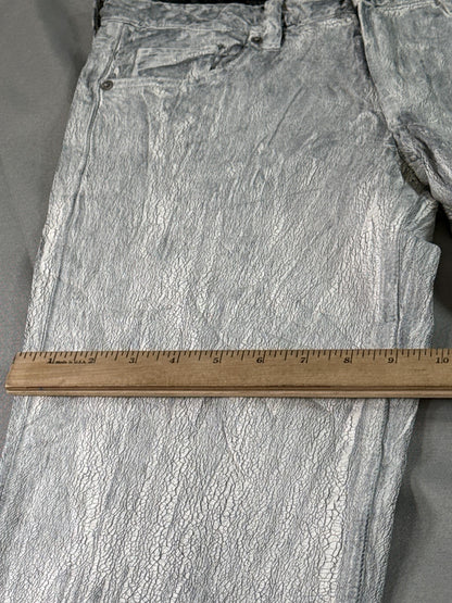 H&M White Crackle Coated Jeans Womens 4 Straight Leg High Rise Festival