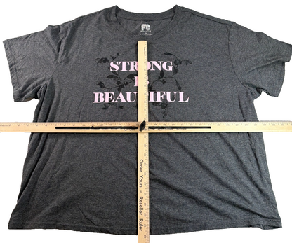 Strong Is Beautiful FitCollective Womens 3X Charcoal Gray Floral Graphic Tee