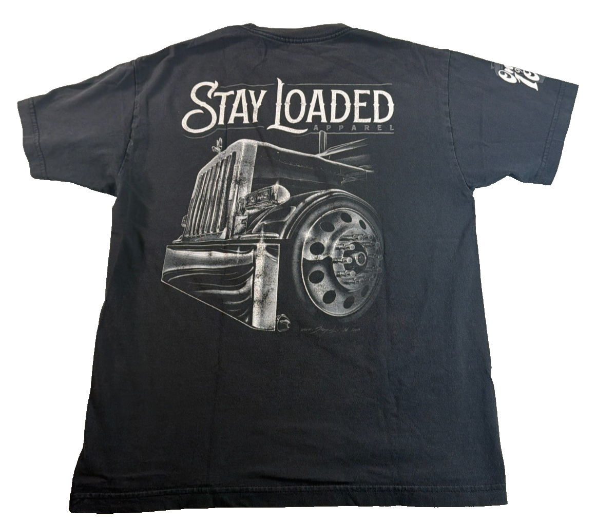 Stay Loaded Apparel Mens Medium Black Only 1% Of Us Big Rig Semi Truck Tshirt