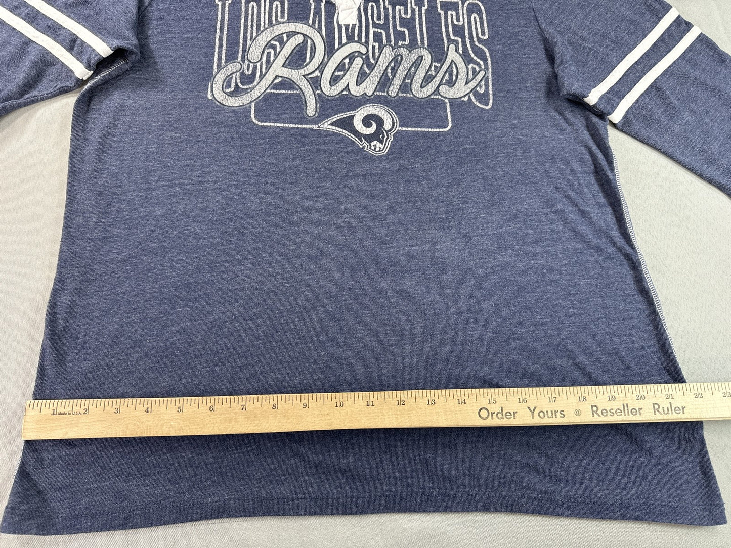 NFL Team Apparel Los Angeles Rams Neck Tee 2XL Blue Graphic Logo Polyester Women
