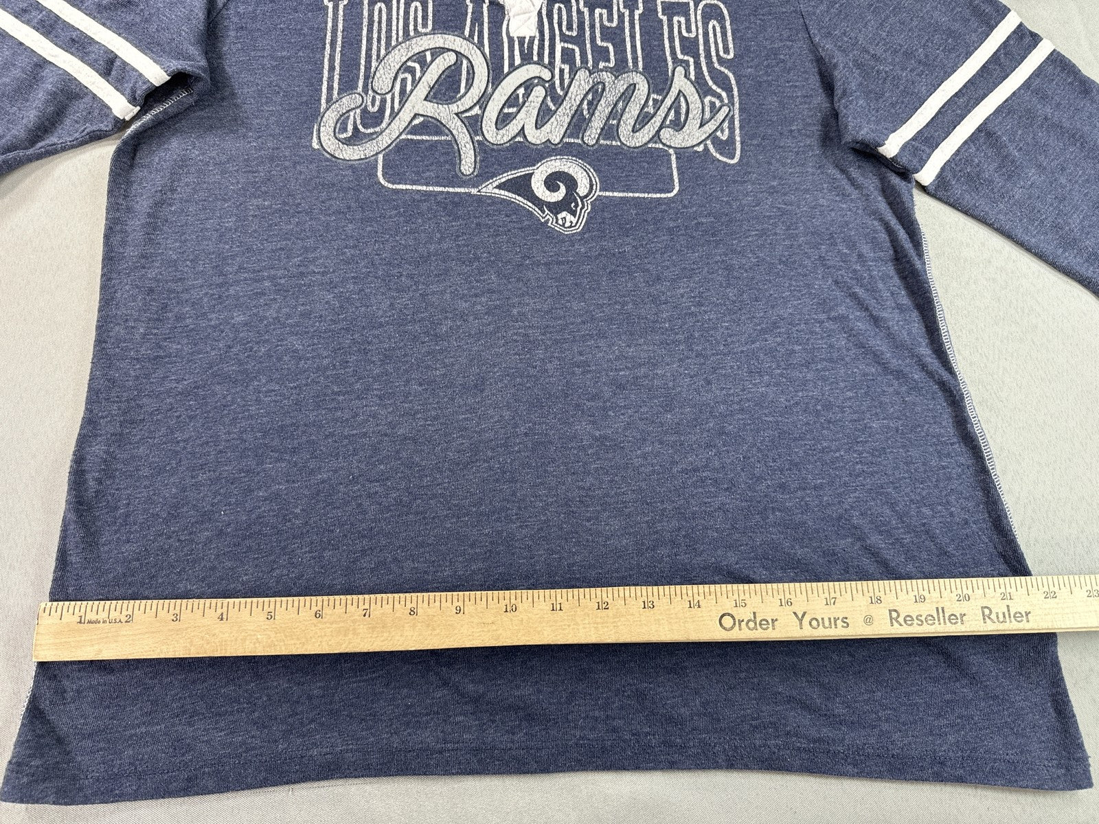 NFL Team Apparel Los Angeles Rams Neck Tee 2XL Blue Graphic Logo Polyester Women