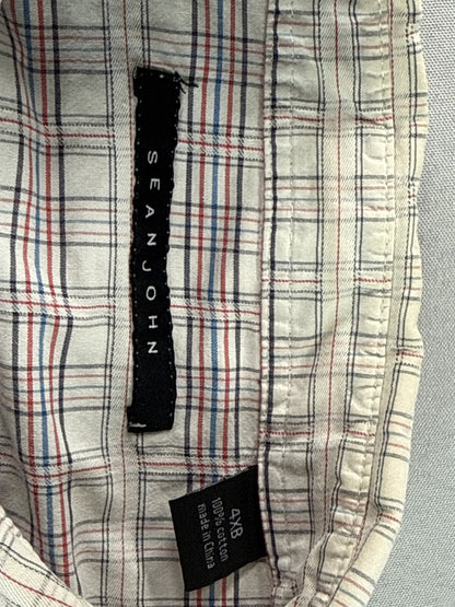 SEAN JOHN Plaid Short Sleeve Button Up Shirt Mens 4XB Multicolored 100% Cotton