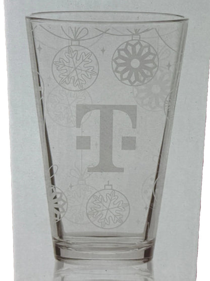 T-Mobile Tuesdays Holiday Glass Cup 16oz 2023 NEW in Box Snowflake Christmas Gif