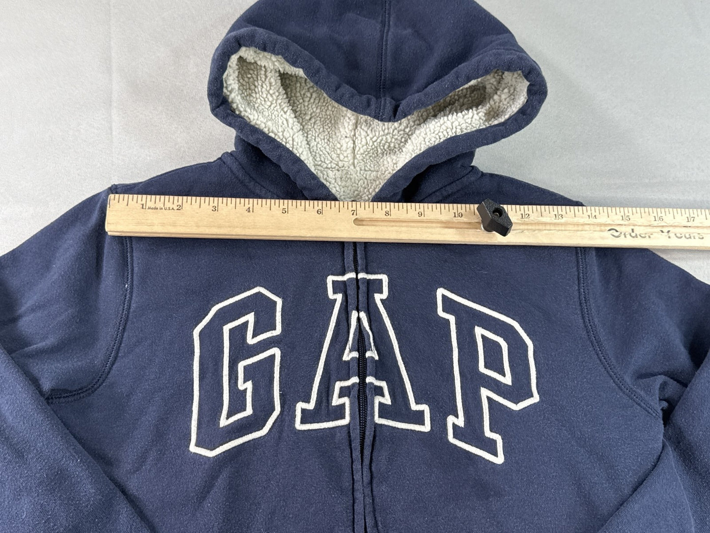 GAP Zip Up Hoodie M (8) Navy Recycled Materials Long Sleeve Regular Fit Lined