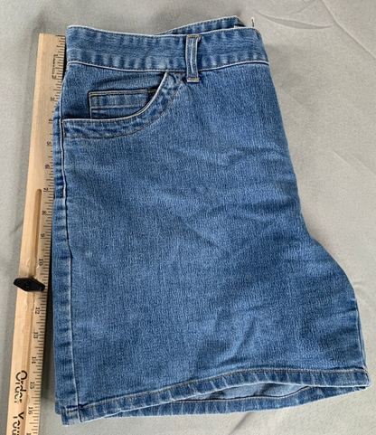Cherokee Blue Jean Shorts Womens 12 Stretch Denim Mid Rise 5 Pocket Casual Class