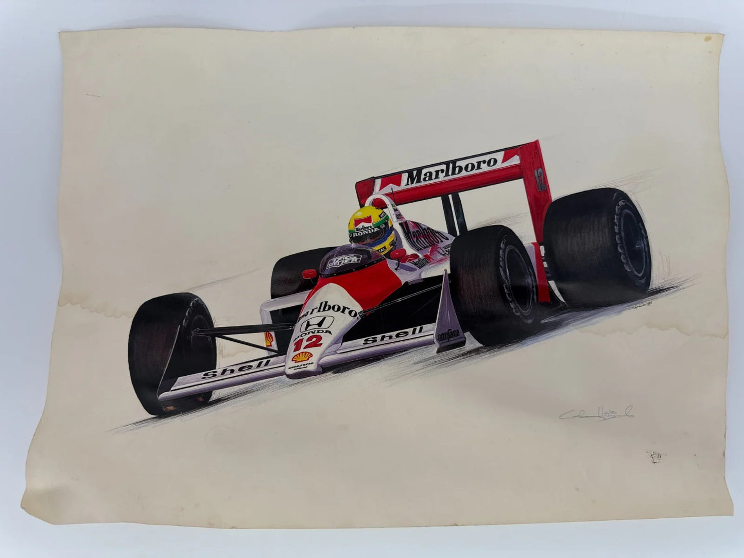 Ayrton Senna McLaren Print Cademartori Signed Ltd 72 500 F1 Racing Art Vintage