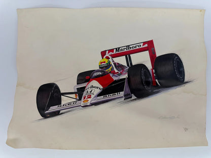 Ayrton Senna McLaren Print Cademartori Signed Ltd 72 500 F1 Racing Art Vintage