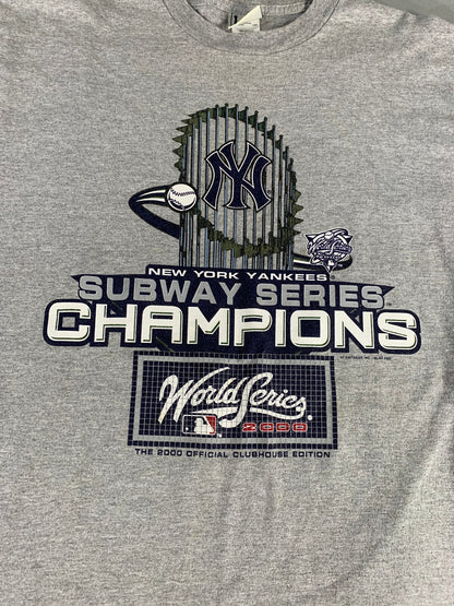 VTG 2000 Yankees Subway Series Champions T-Shirt XL Lee Sport MLB NY Mets Tee