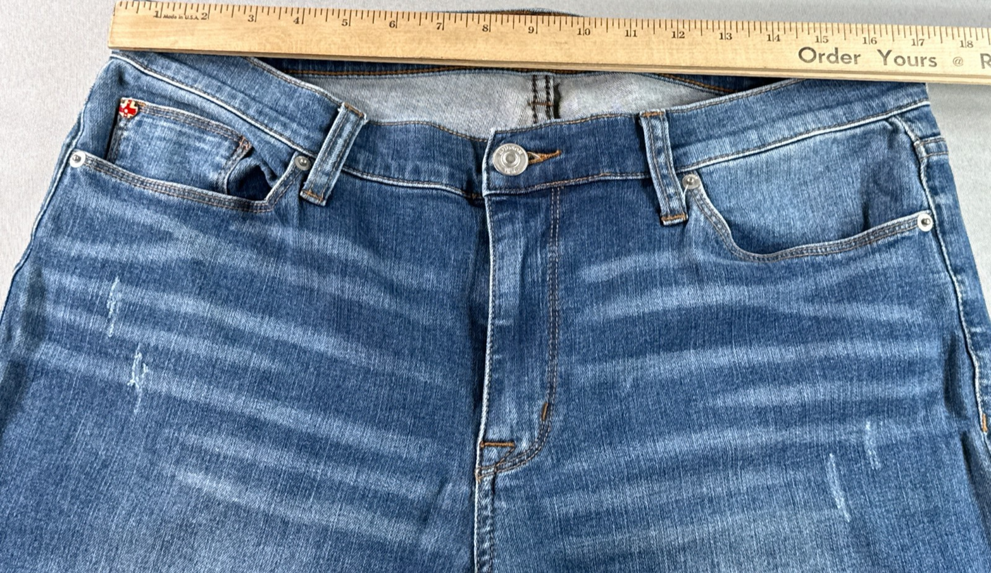 Hudson Jeans Women 32 Blue Distressed Skinny Raw Hem Stretch Ankle Denim