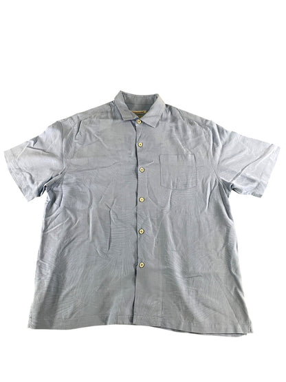 Tommy Bahama Shirt Mens XL Blue Silk Original Fit Button Up Camp Casual Summer