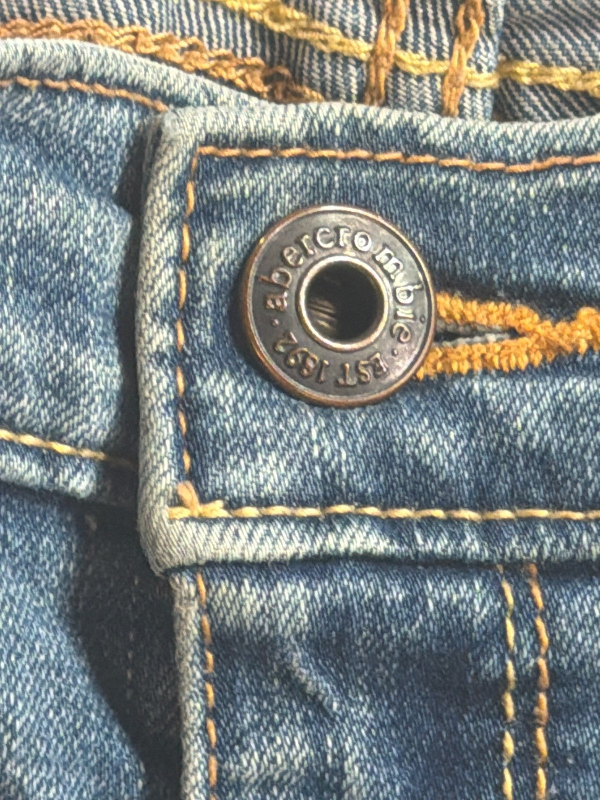 Abercrombie Kids Slim Jeans Girls 14 Distressed Patch Raw Hem Stretch Denim