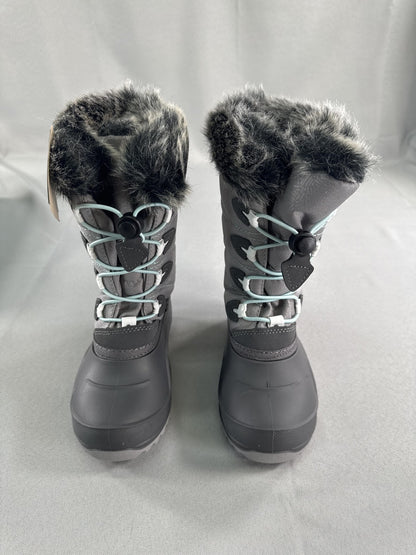 Kamik Snowangel Boots Kids Size 12 Charcoal Red Insulated Faux Fur Made USA